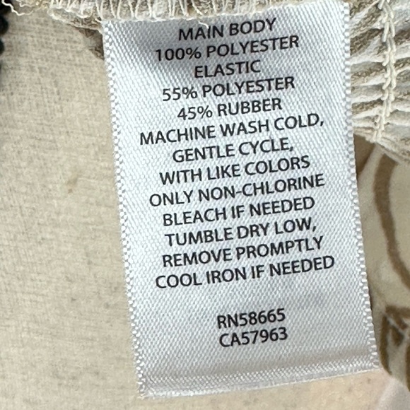 Open Edit Short Sleeve Smocked Back Abstract Print Crop Top - Cream Tan - size M - Picture 7 of 8